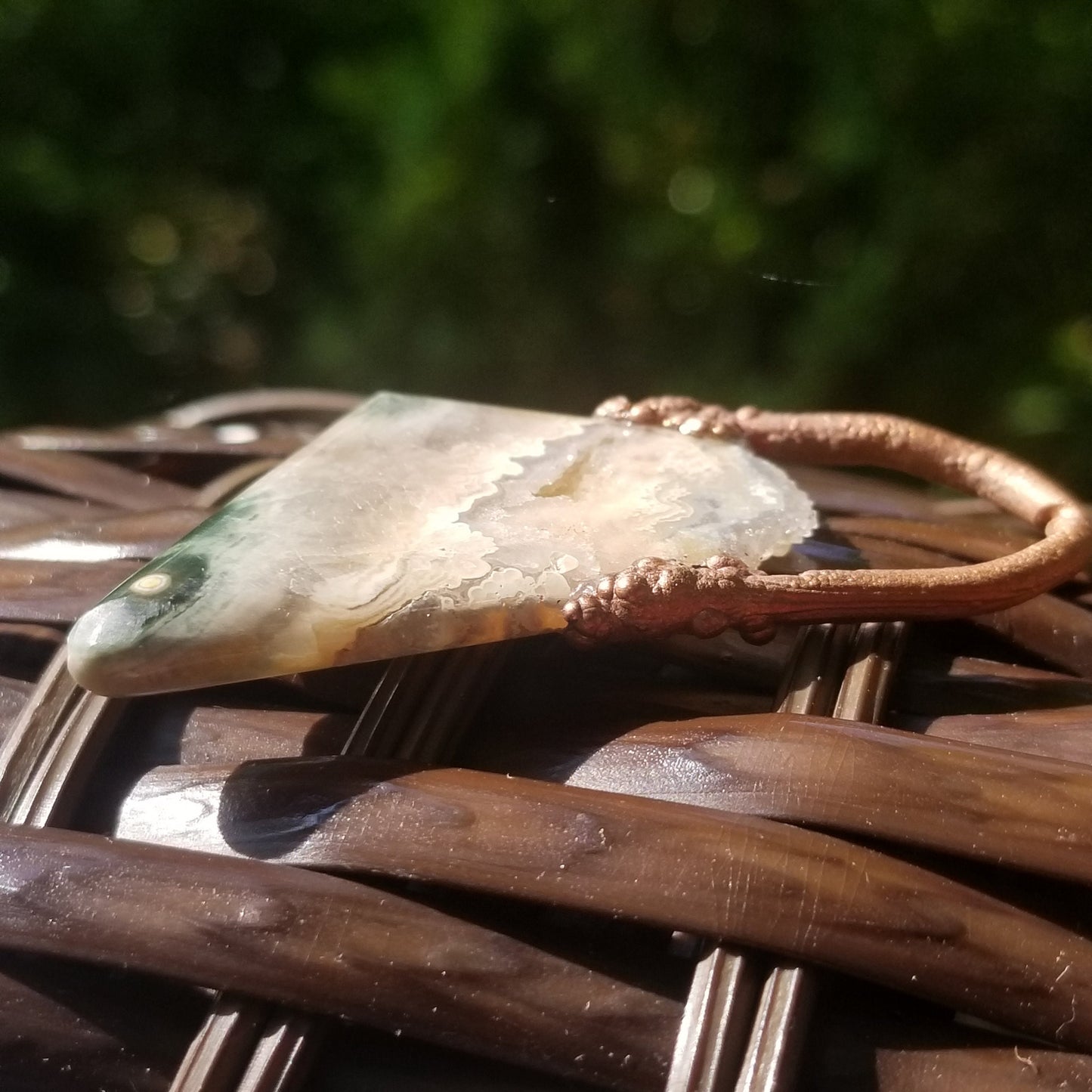 Ocean Jasper crystal pendant, copper Electroformed old stock jasper