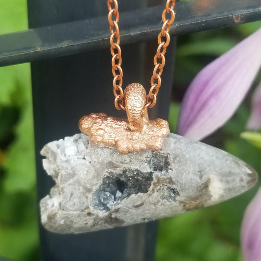 Herkimer diamond necklace, copper Electroformed