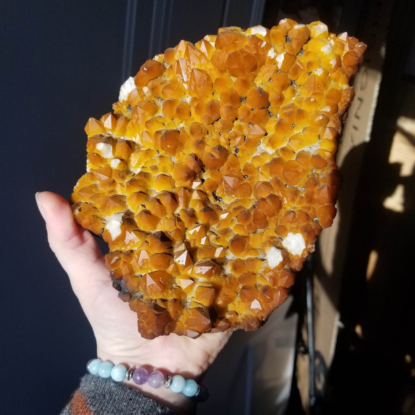 Skeletal Quartz Cluster -natural Iron oxide coating