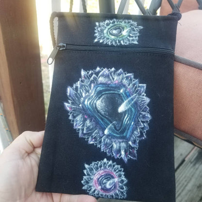 Hand painted Stalactite crystal -crossbody purse