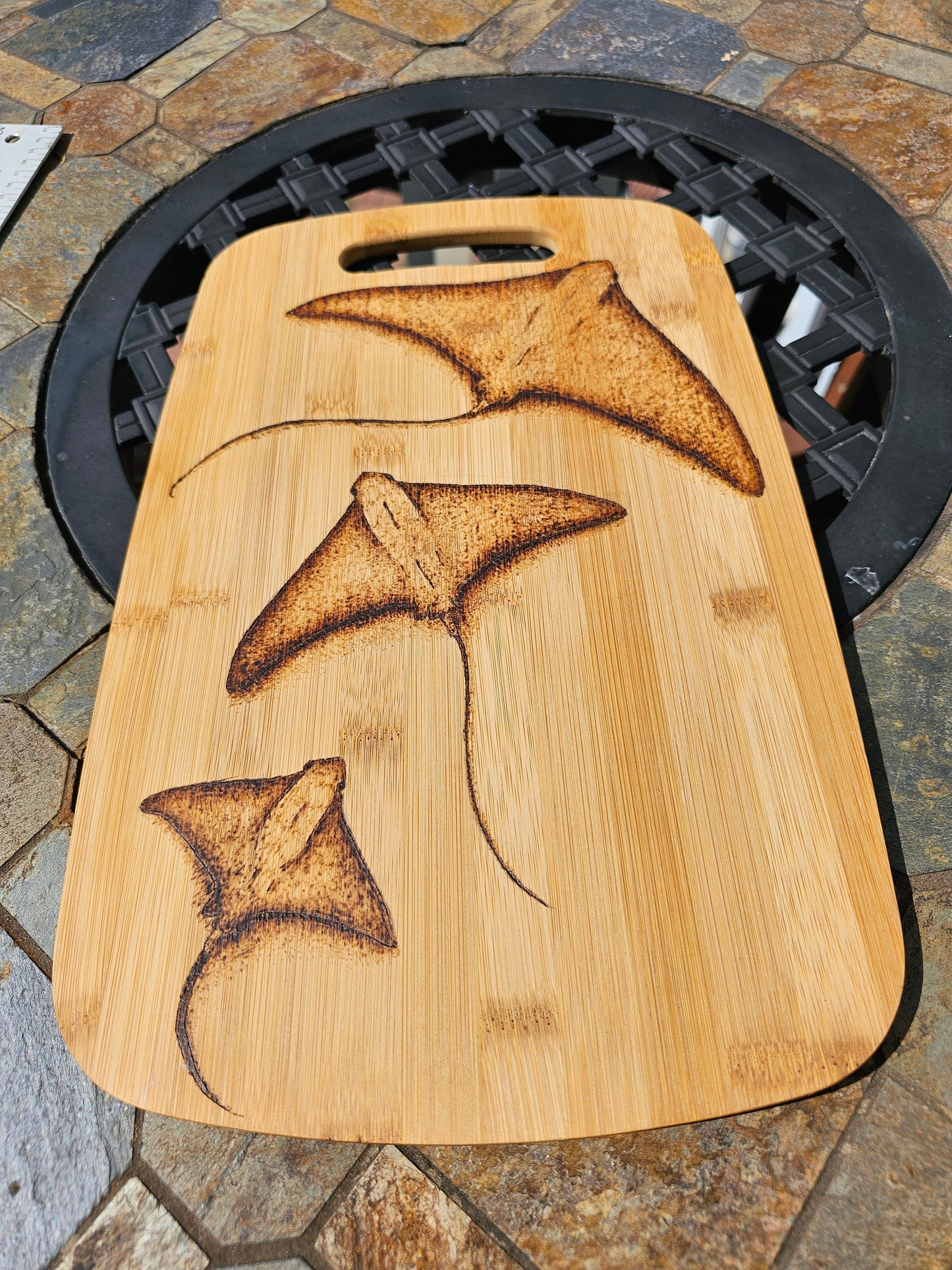 Floating stingray wood burned cutting board