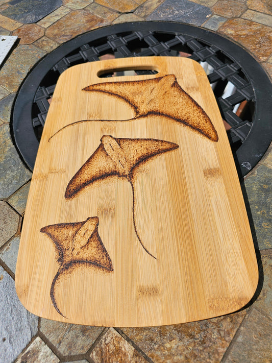 Floating stingray wood burned cutting board