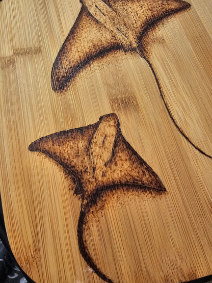 Floating stingray wood burned cutting board